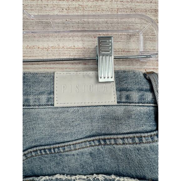 Pistola Charlie High Rise Straight Distressed Jeans Women's 25 Blue Light Wash - Picture 9 of 14